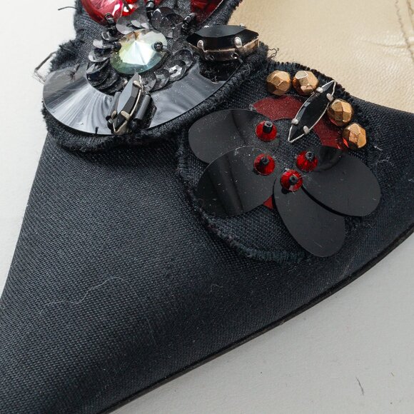 Prada Black Embellished Comma Kitten Heel Pump - Picture 5 of 12